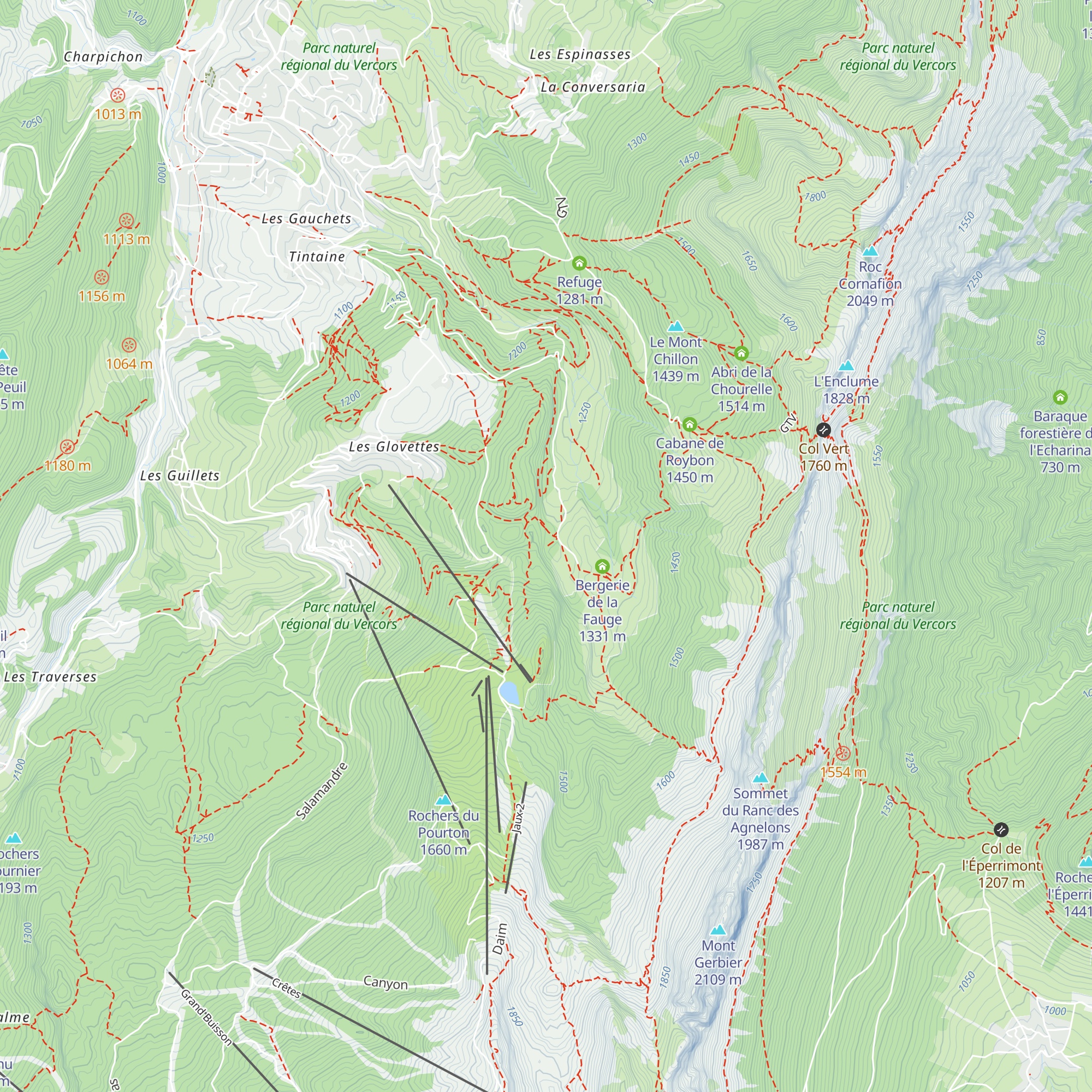 Abri de la Fauge map