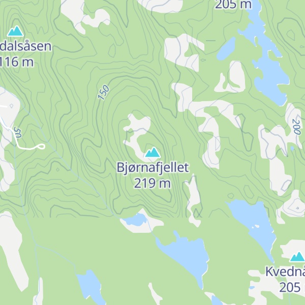 Map of Bjørnafjellet