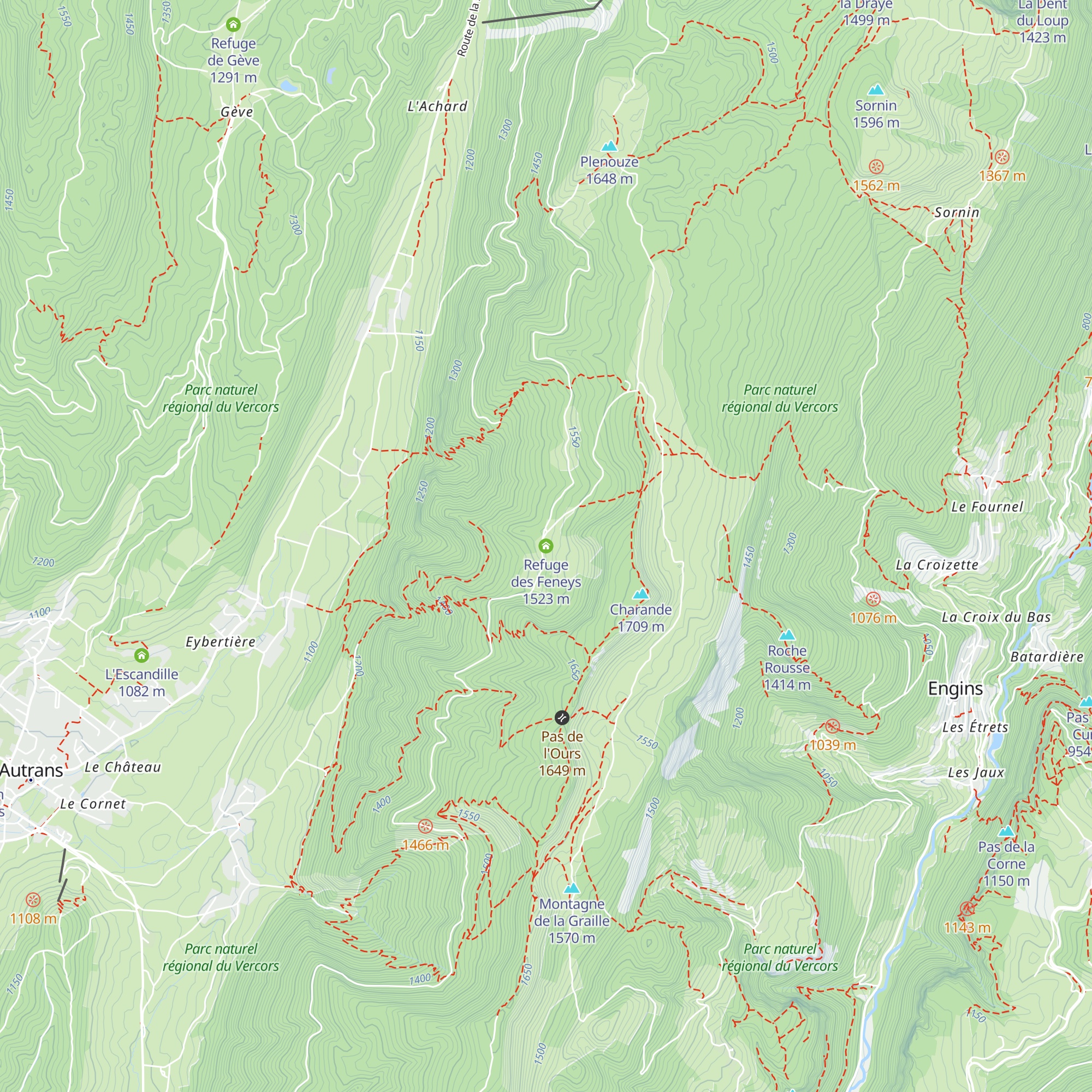 Refuge des Feneys map