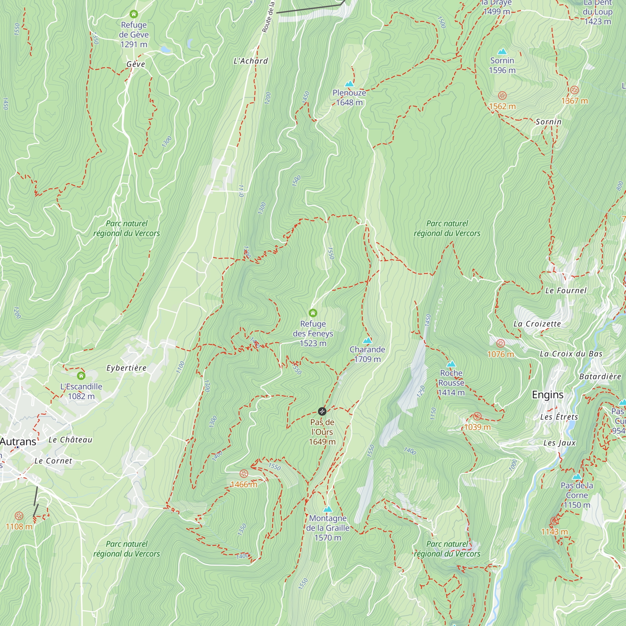 Refuge des Feneys map