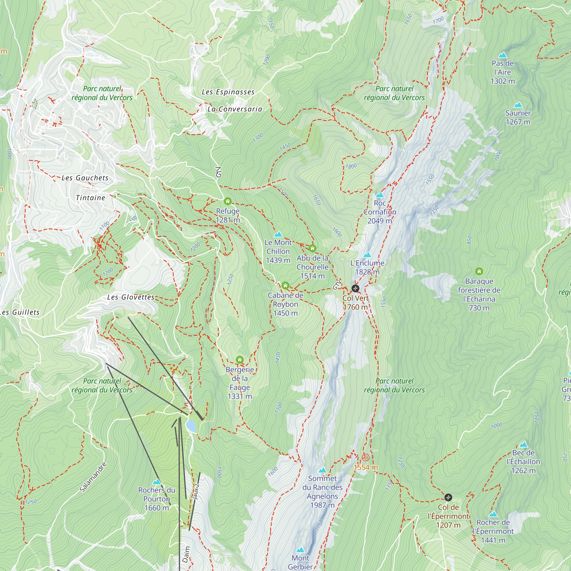 Cabane de Roybon map