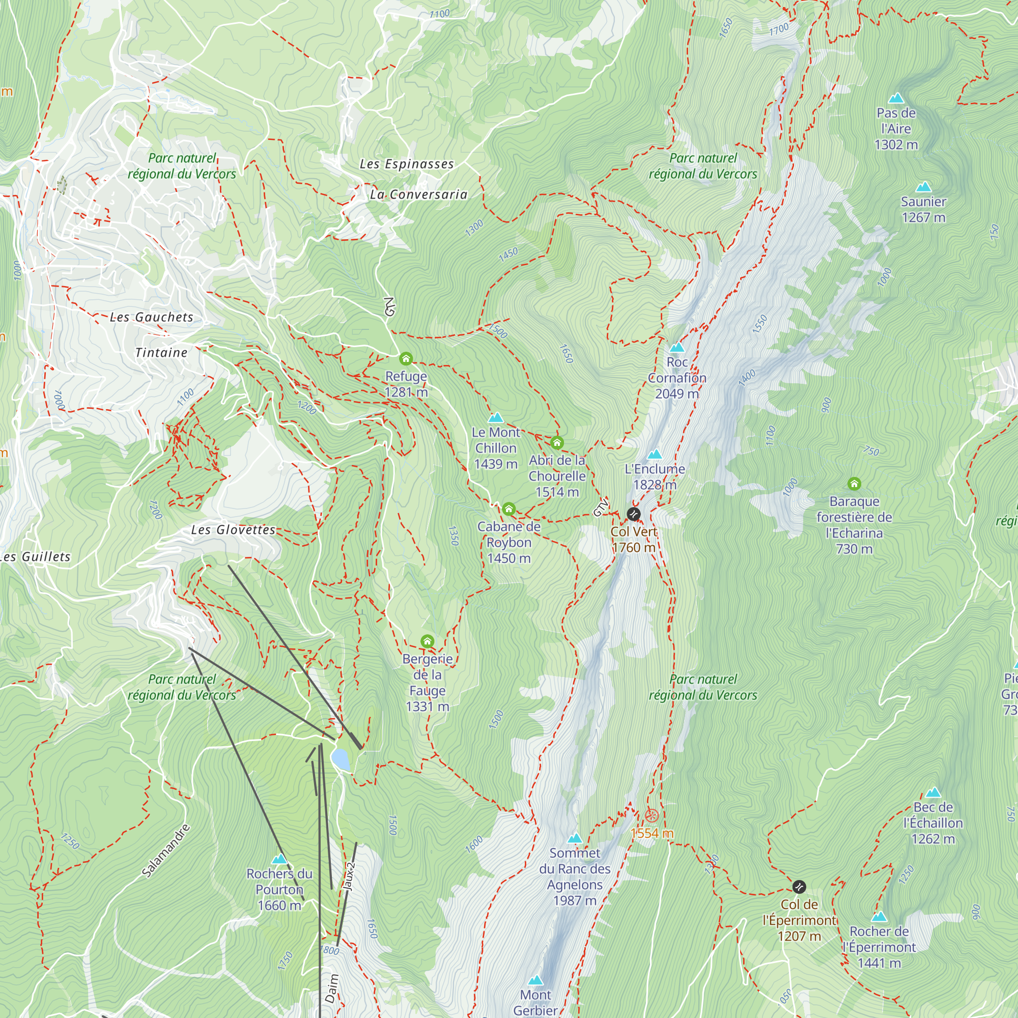Cabane de Roybon map
