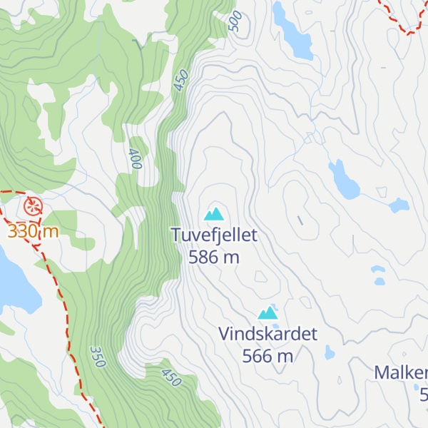 Map of Tuvefjellet
