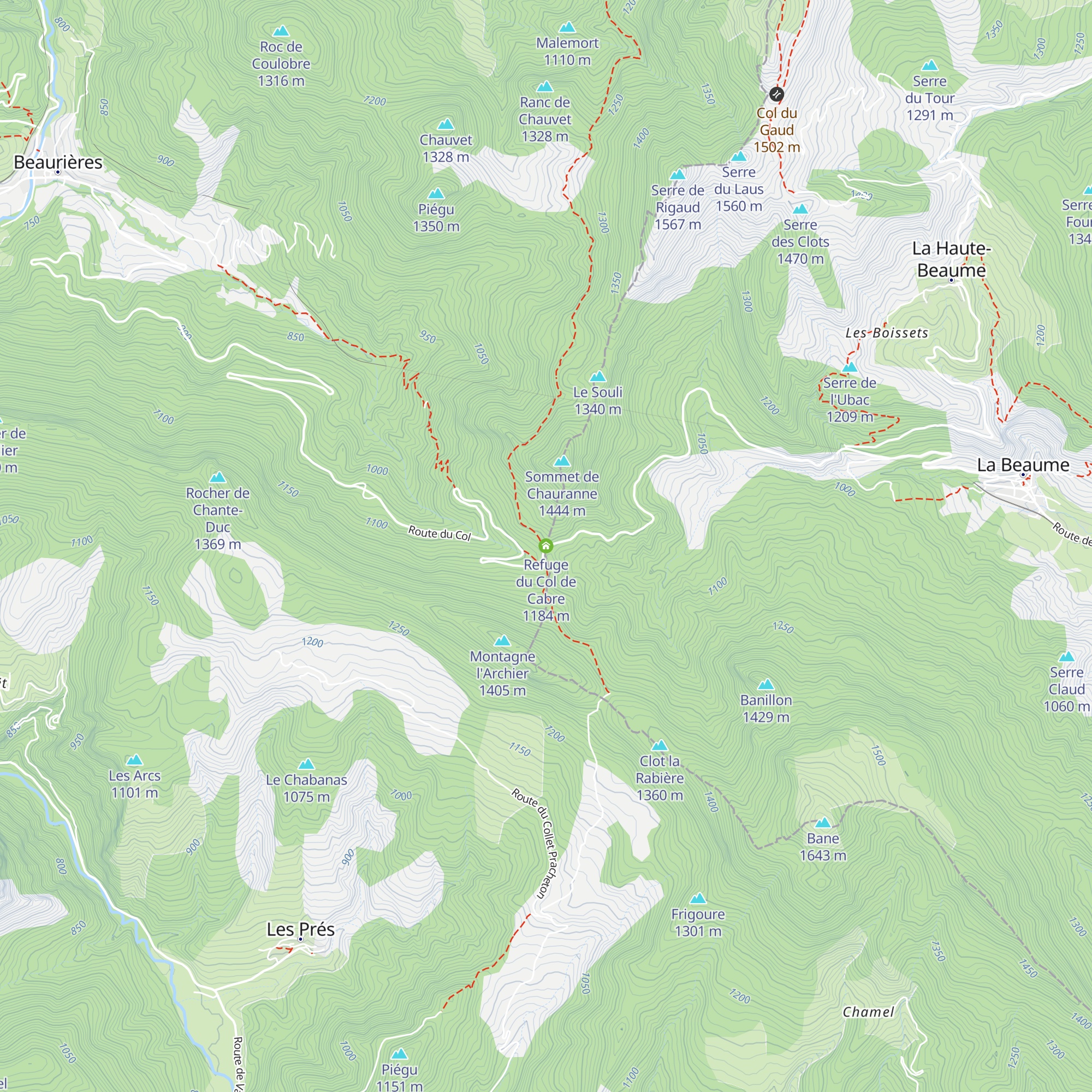 Refuge du Col de Cabre map