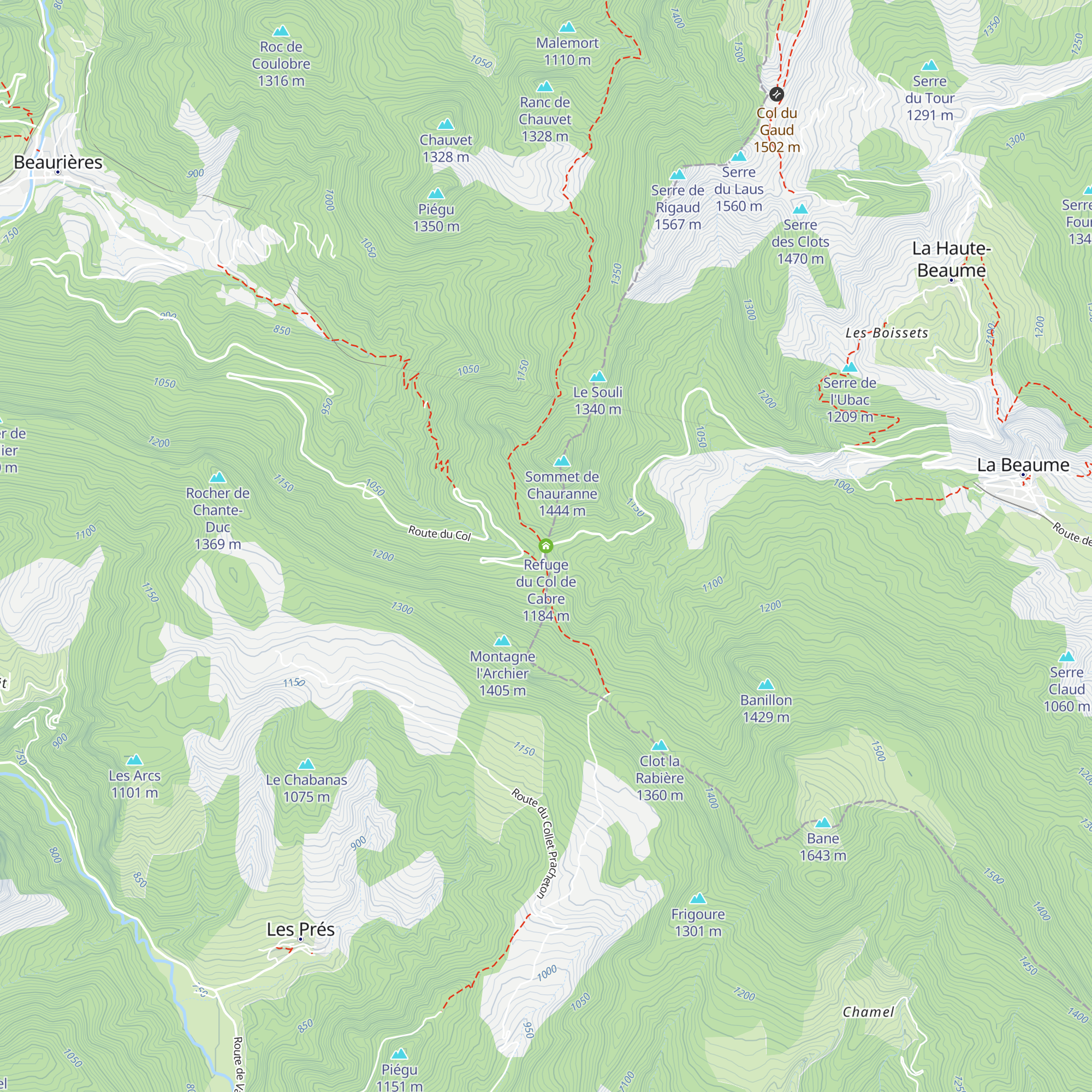 Refuge du Col de Cabre map