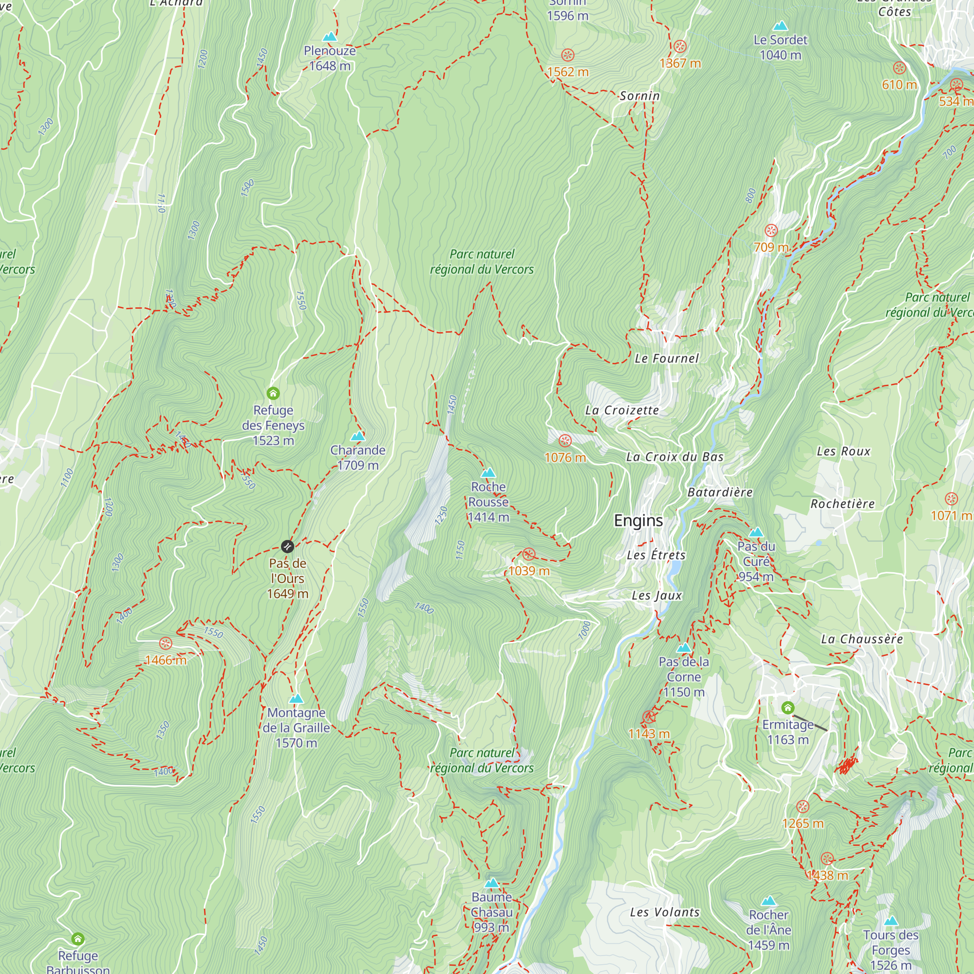 Cabane de Roche Rousse map