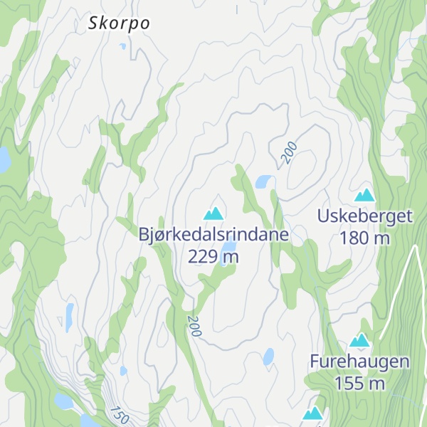Map of Bjørkedalsrindane