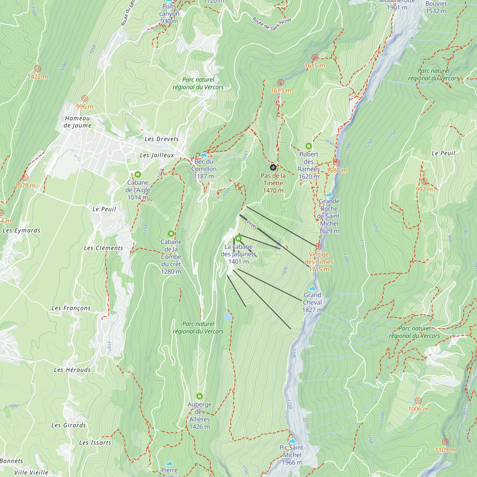 La cabane des Jassinets map