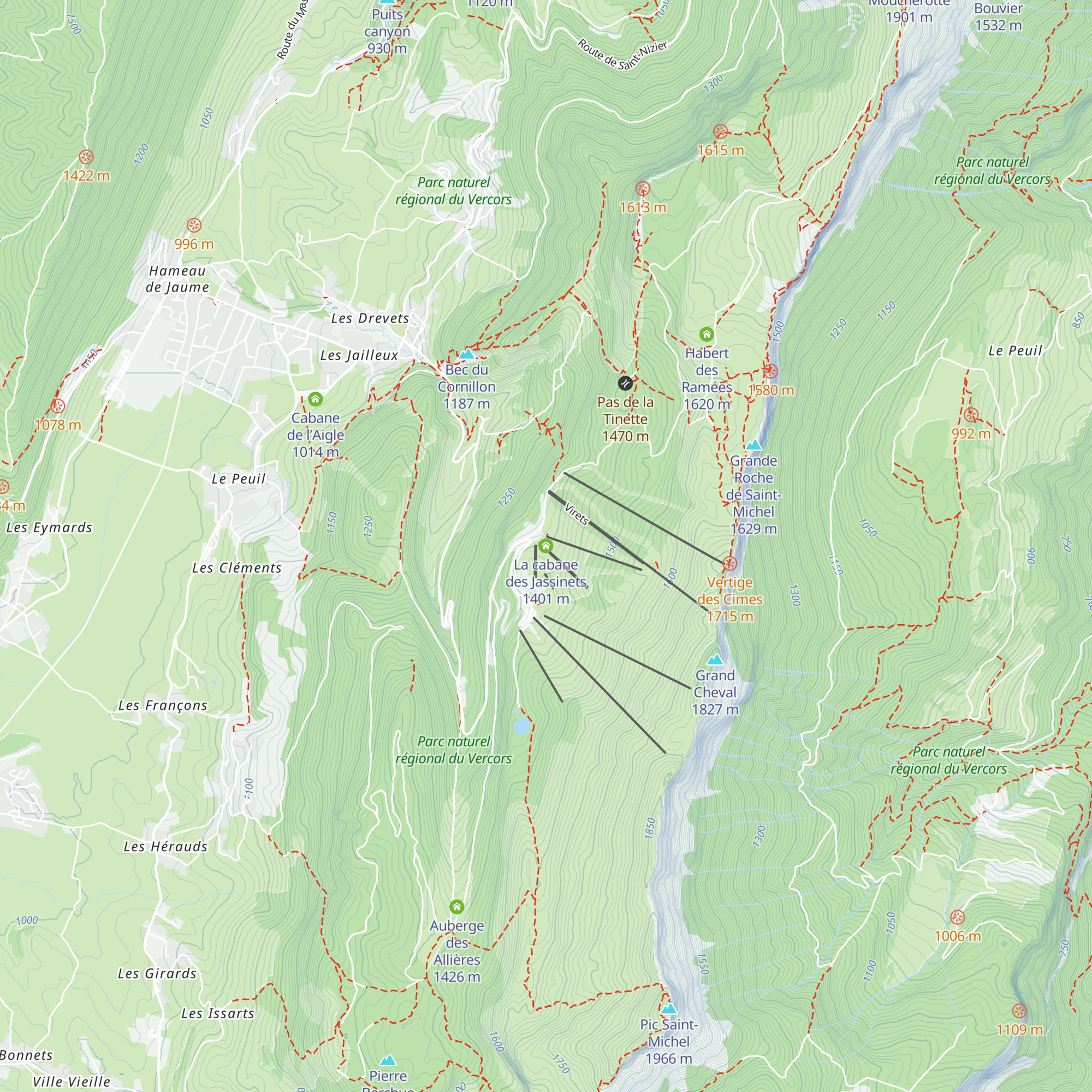 La cabane des Jassinets map
