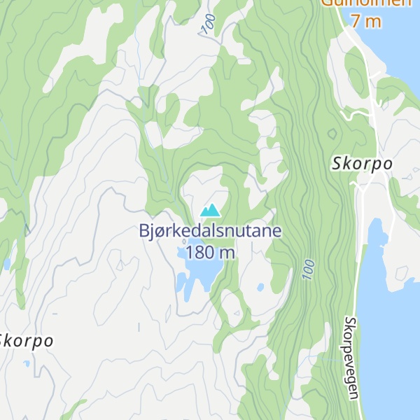 Map of Bjørkedalsnutane