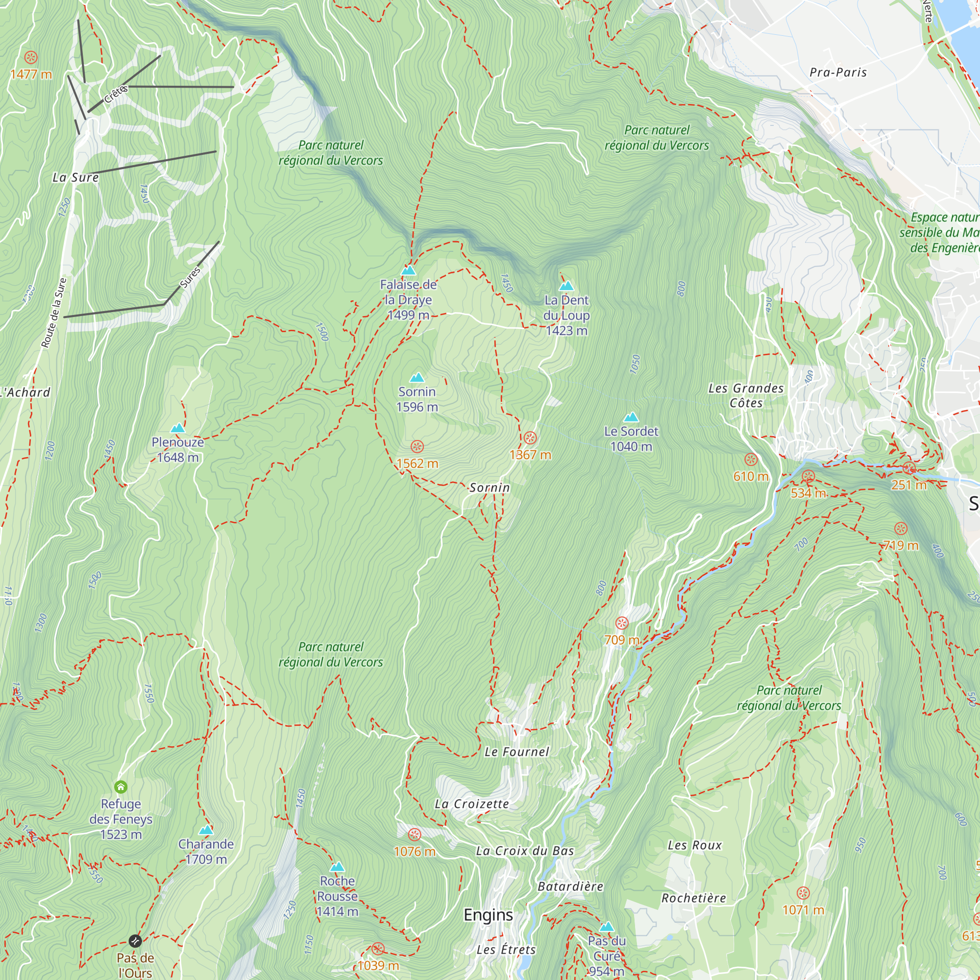 Refuge de Sornin map