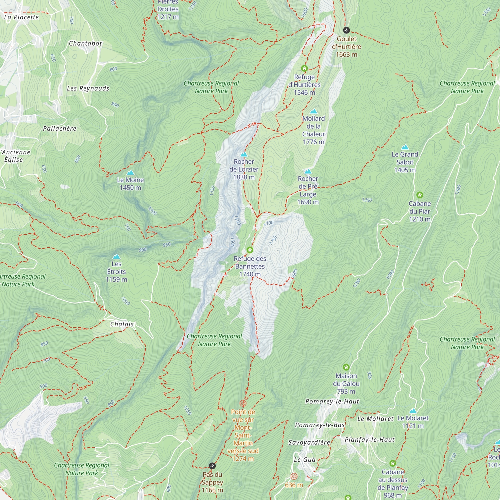 Refuge des Bannettes map