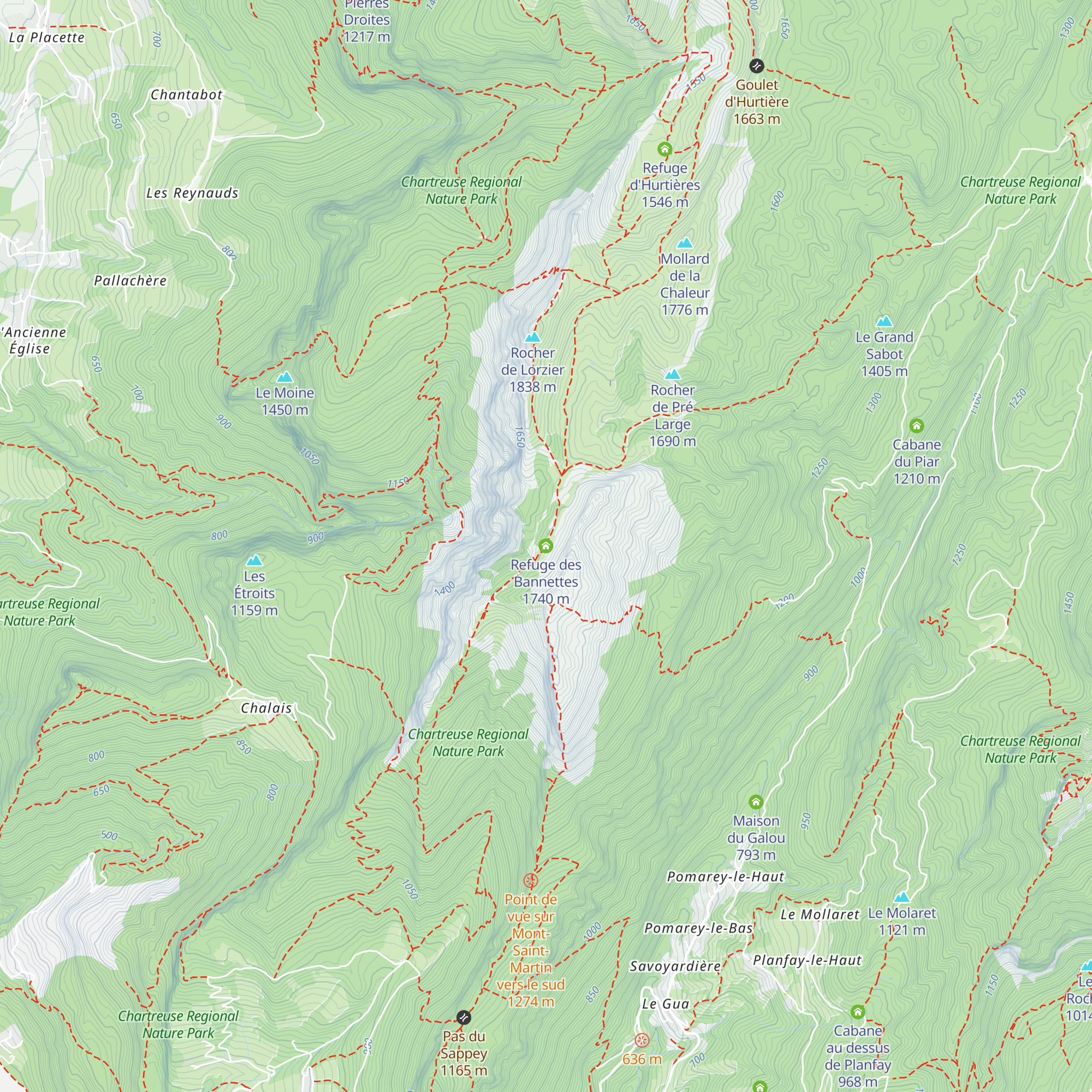 Refuge des Bannettes map