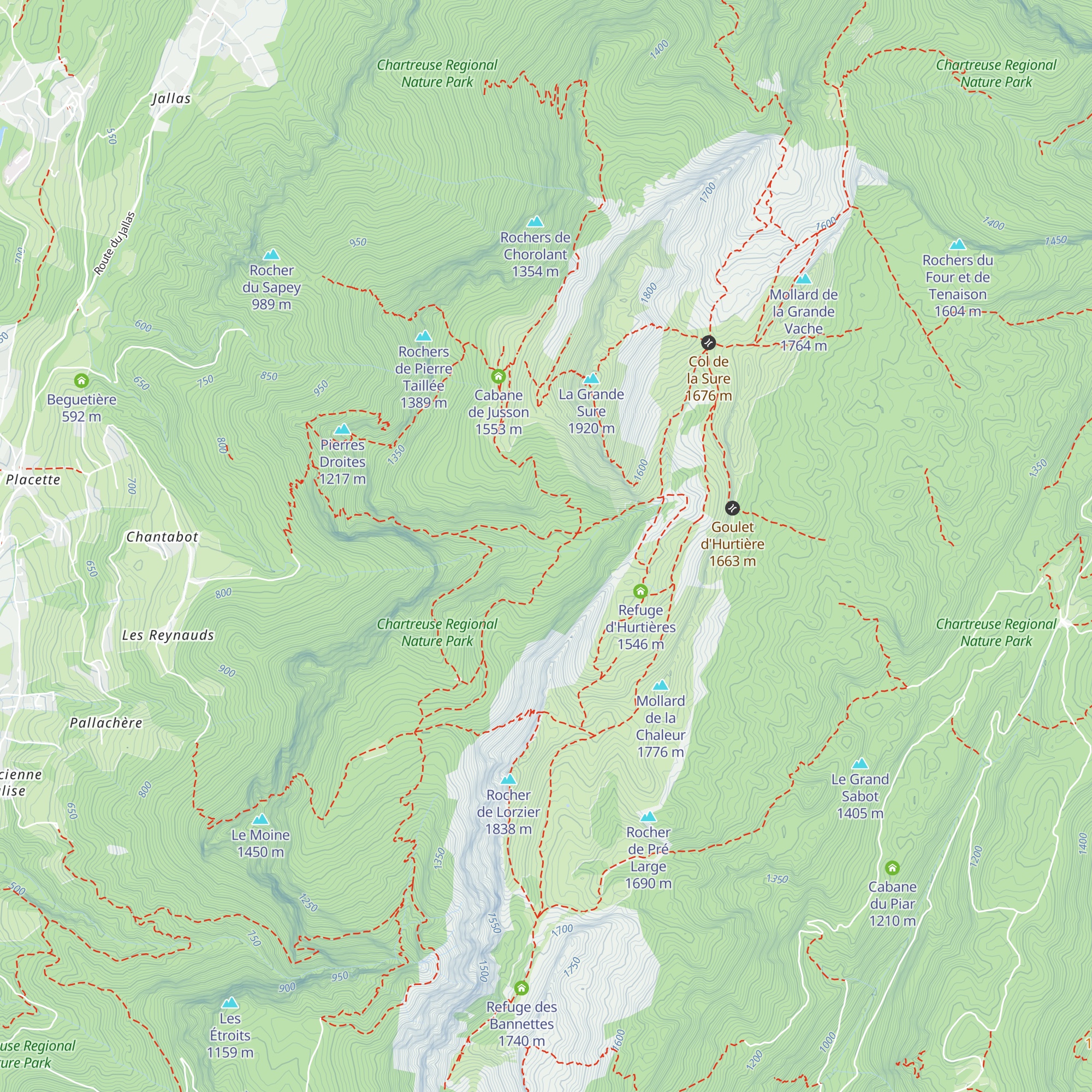 Cabane de l'Hérétang map