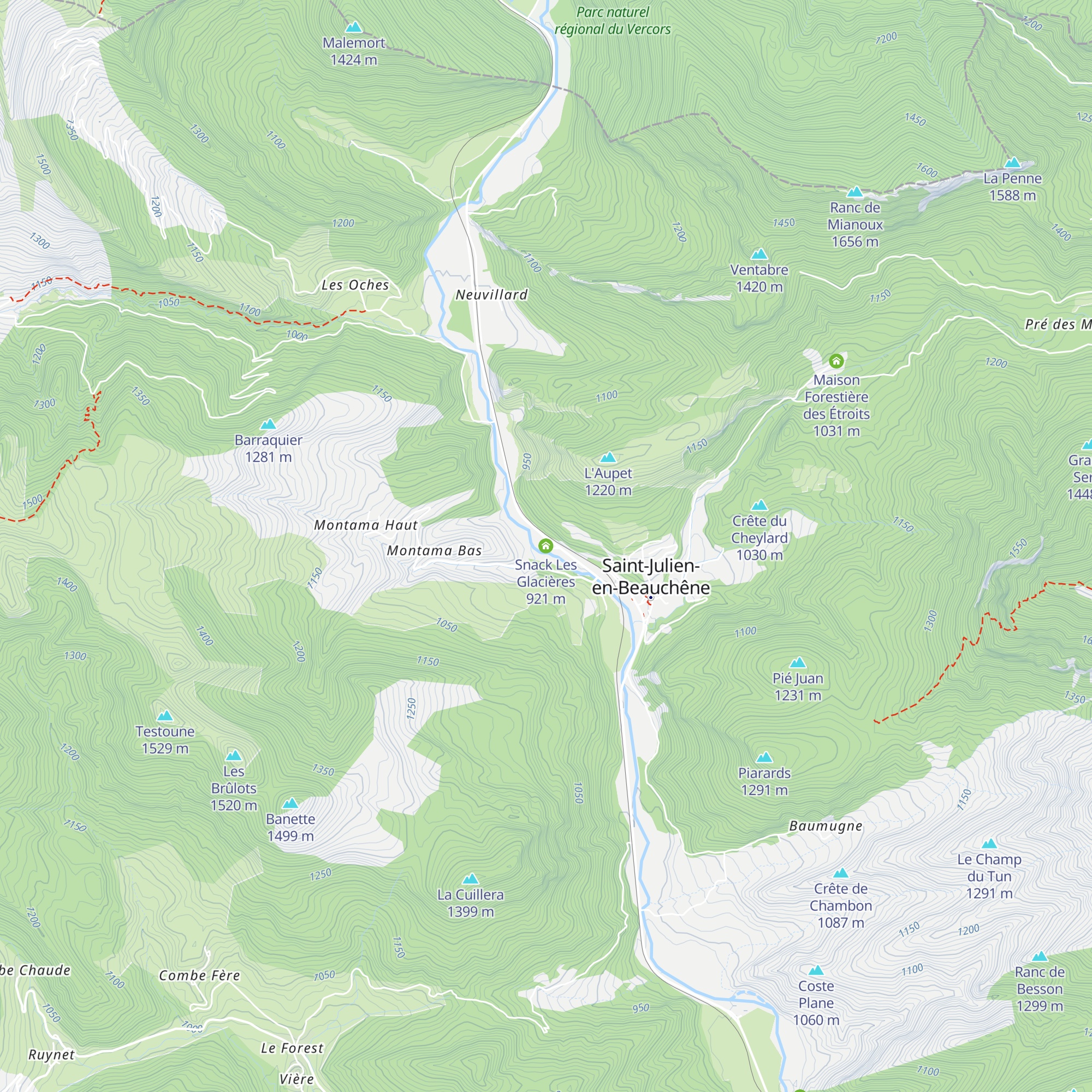 Snack Les Glacières map