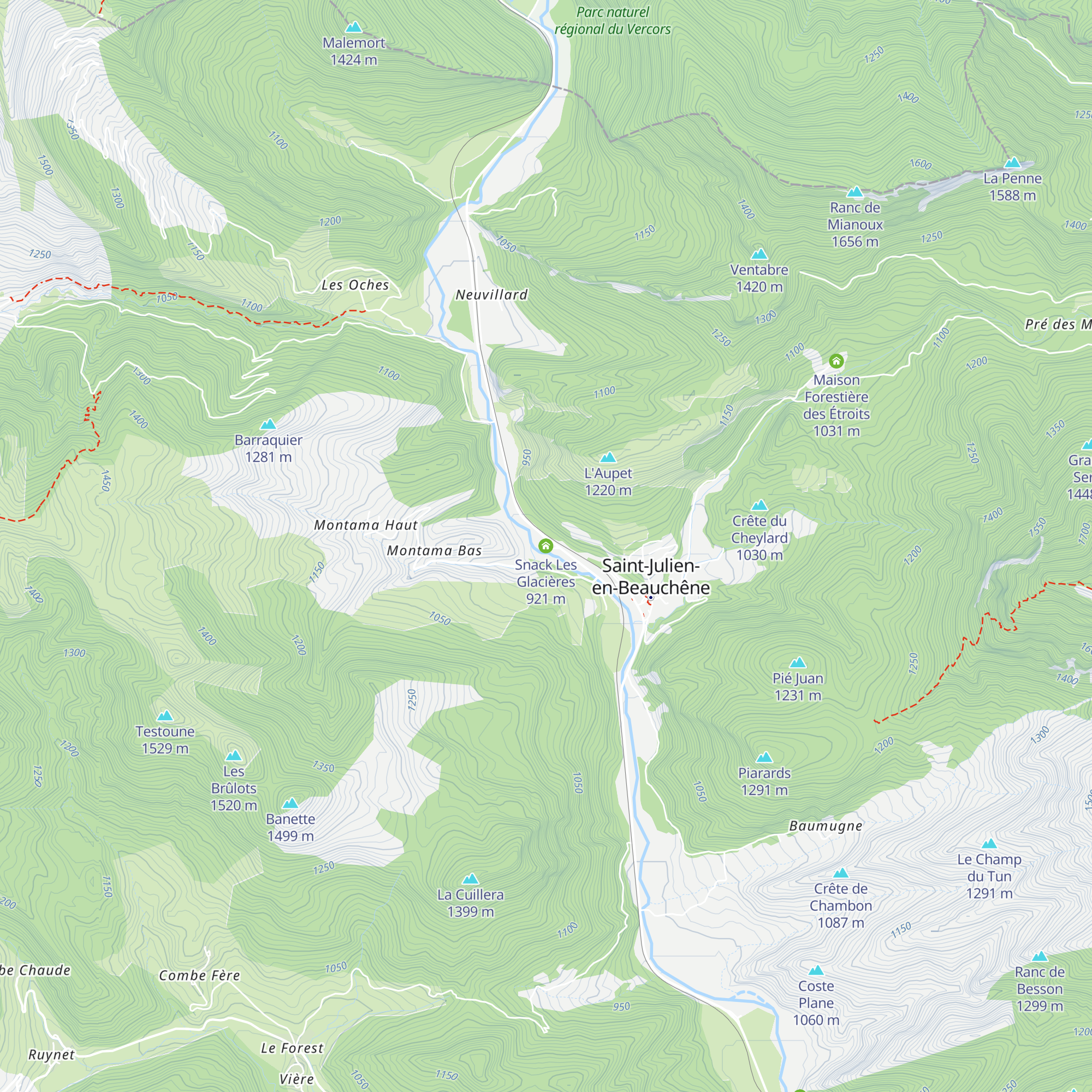 Snack Les Glacières map