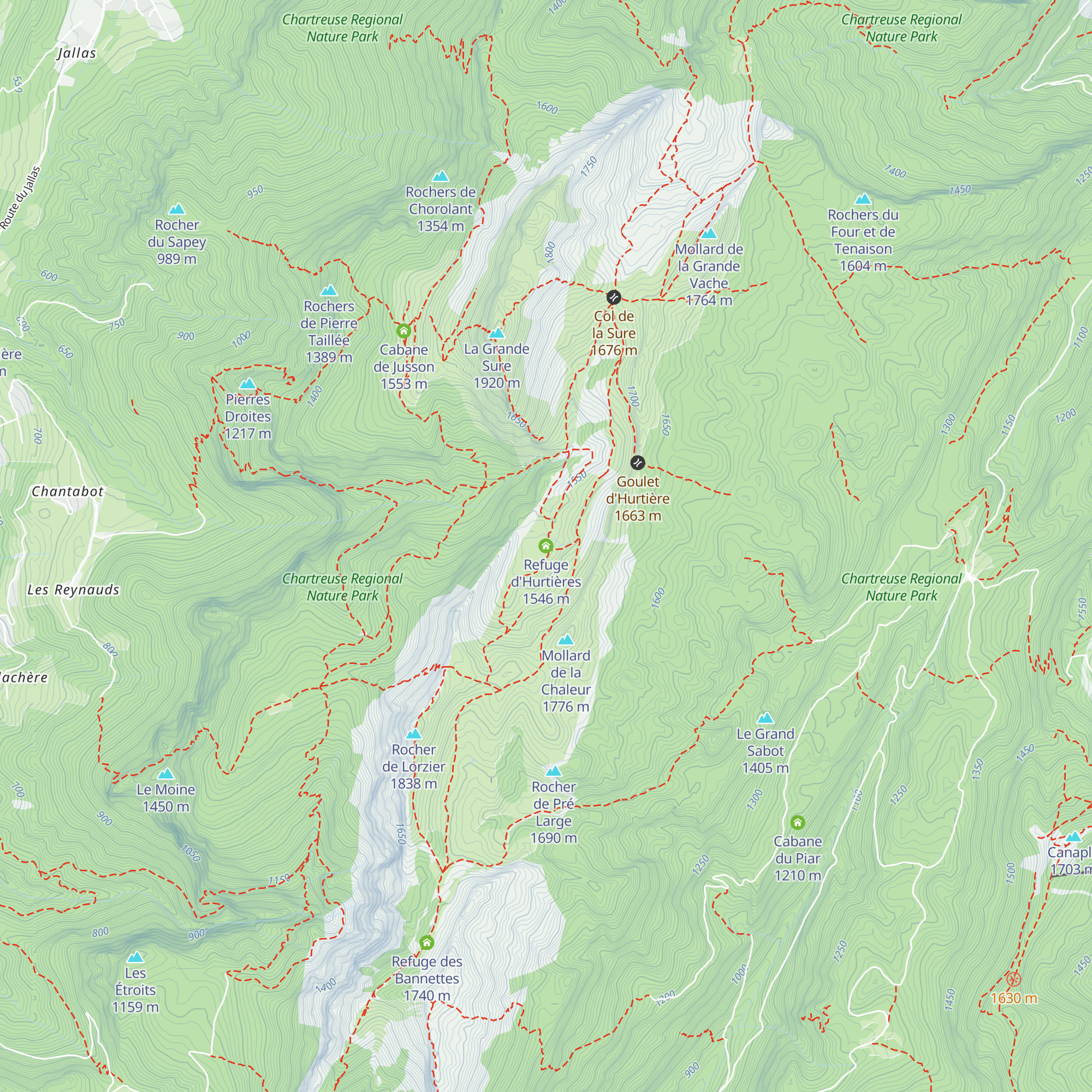 Refuge d'Hurtières map