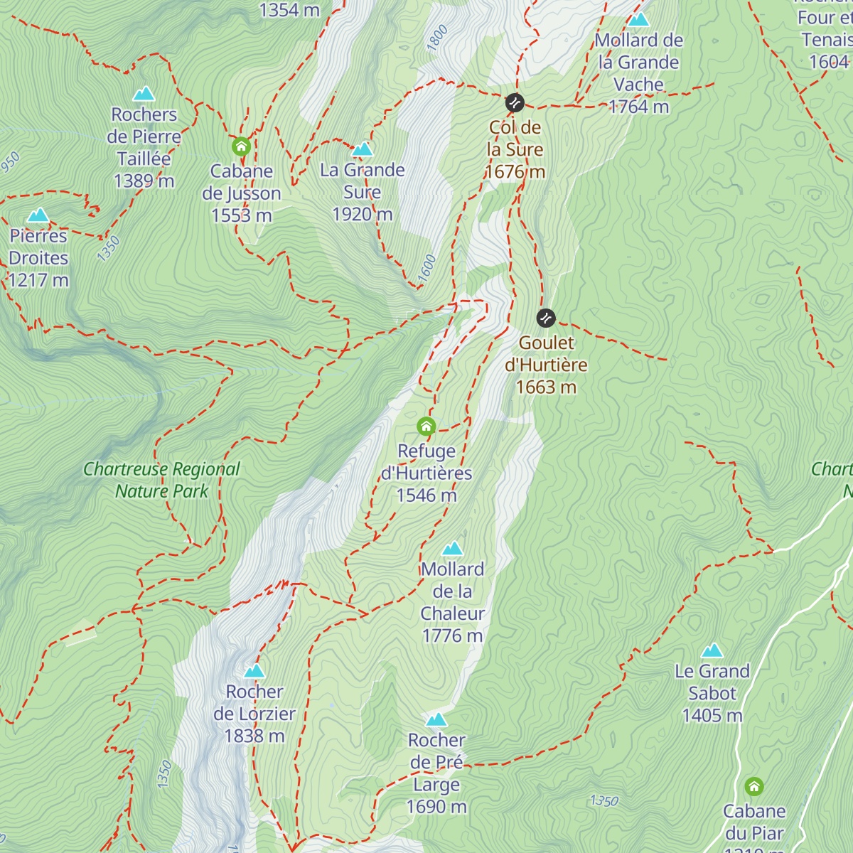 Refuge d'Hurtières map