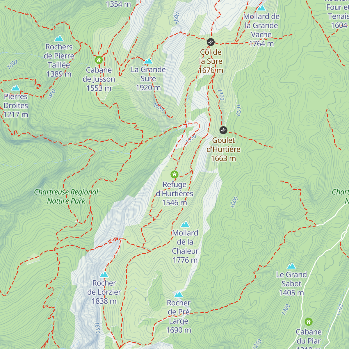 Refuge d'Hurtières map