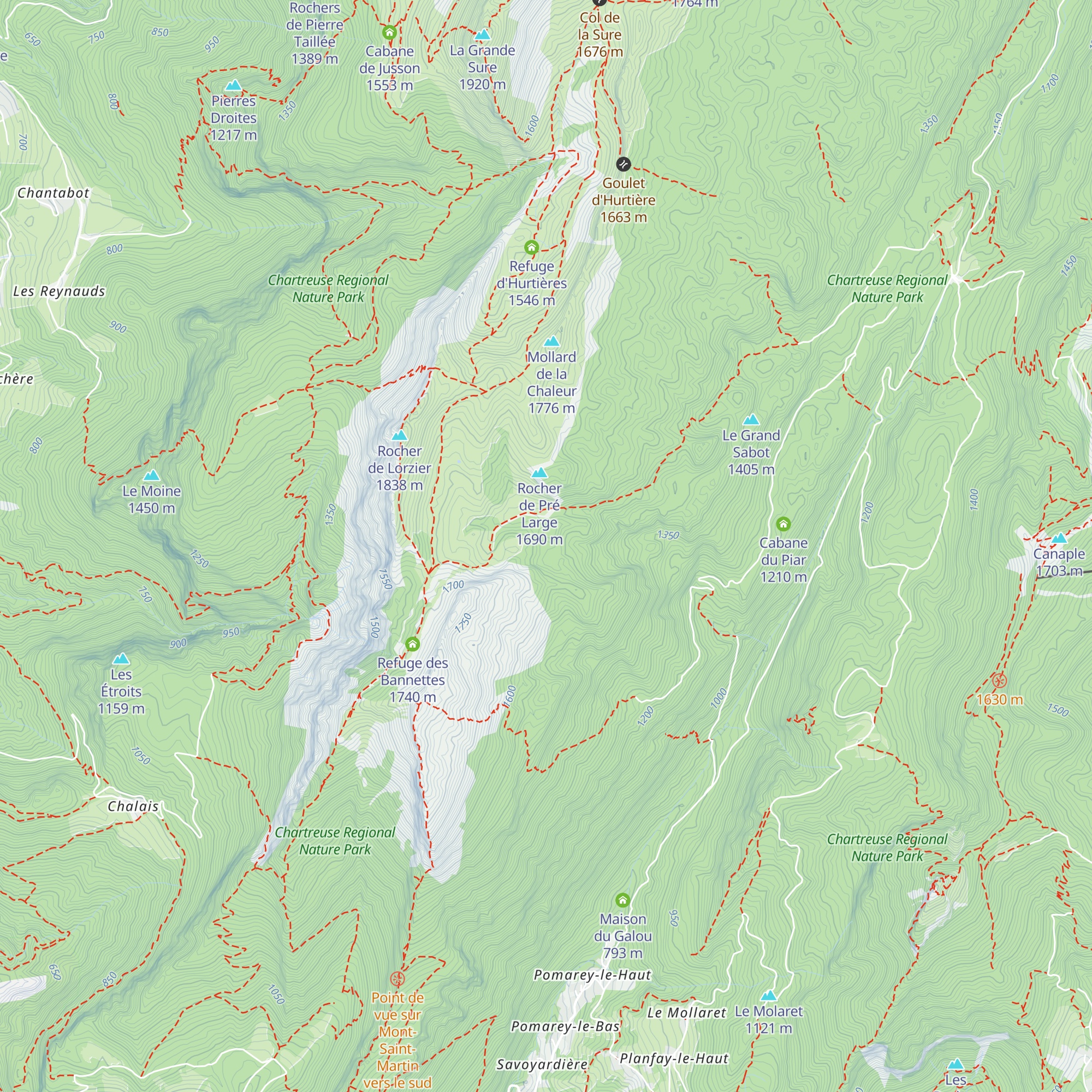 Refuge de Pré-Large map