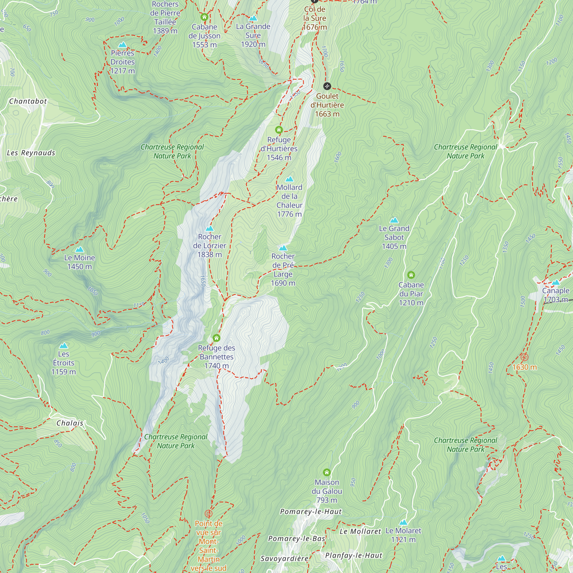 Refuge de Pré-Large map