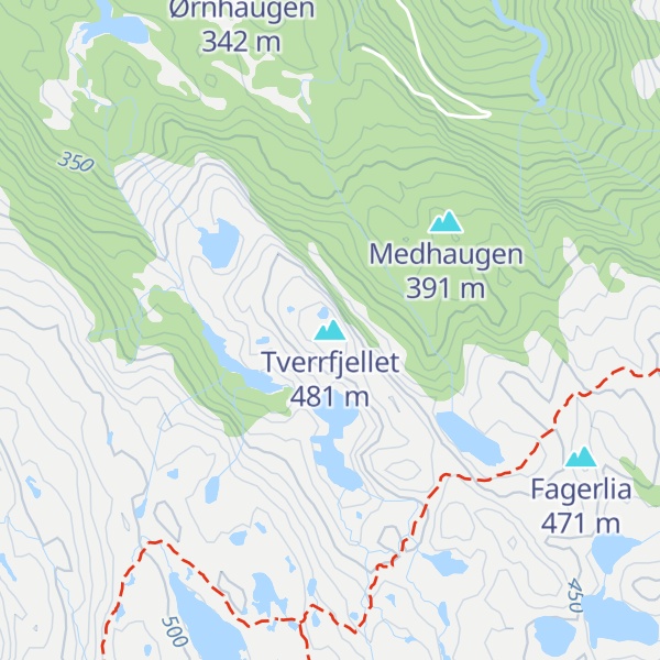 Map of Tverrfjellet