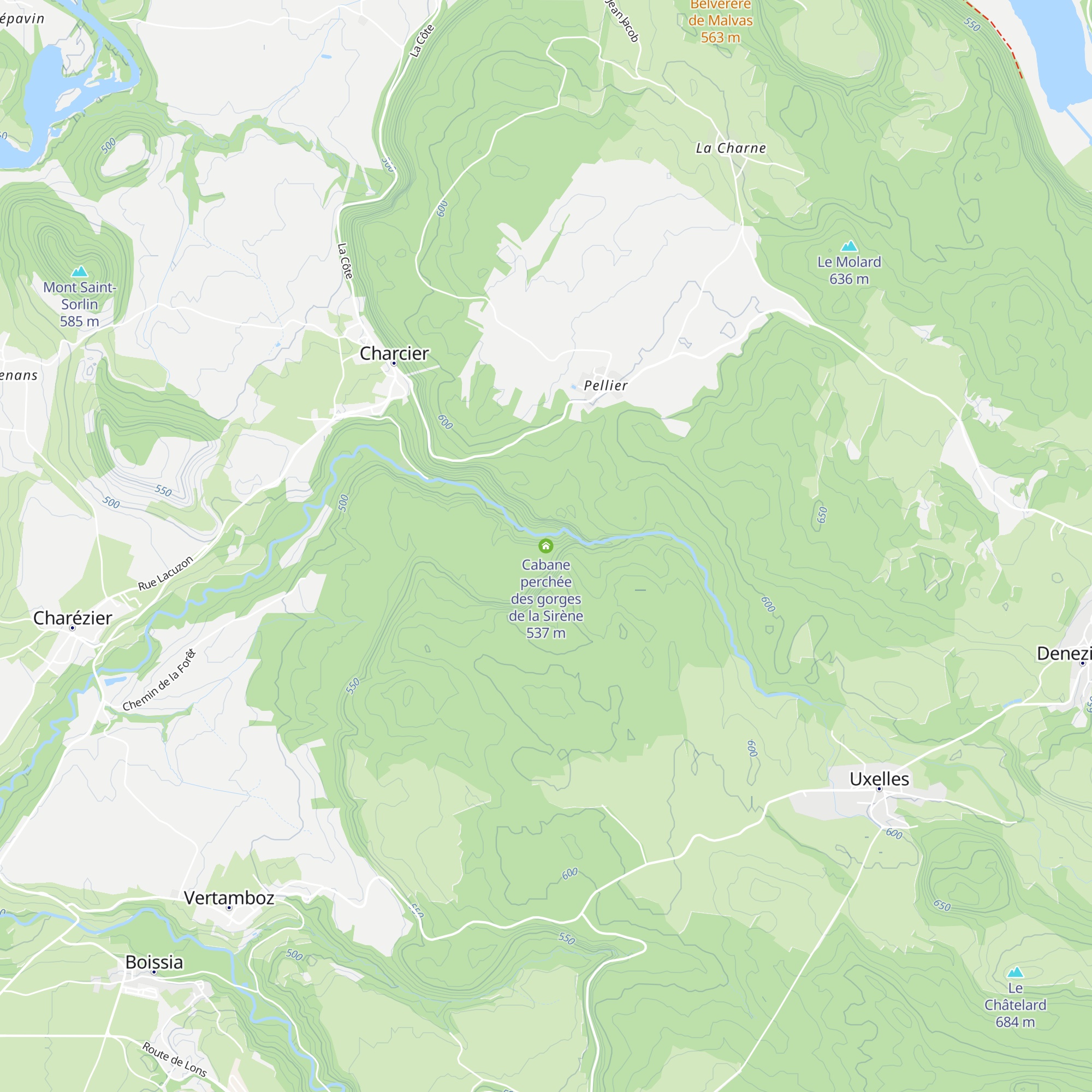Cabane perchée des gorges de la Sirène map