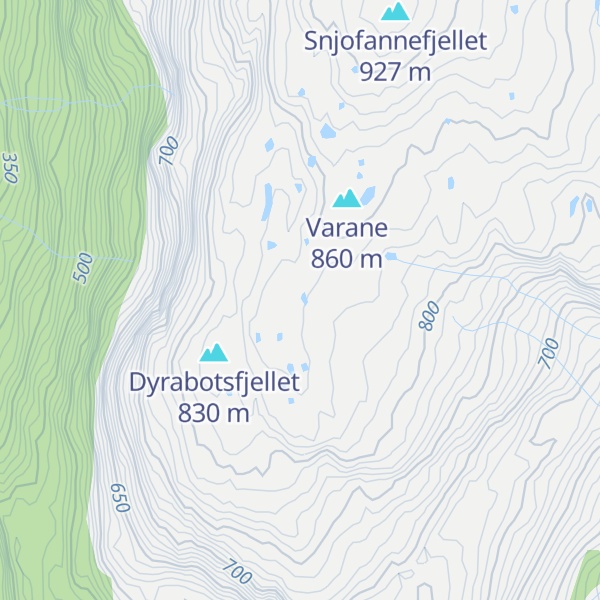 Map of Dyrabotnfjellet