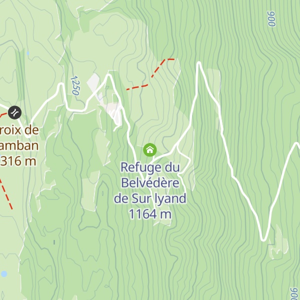 Map of Refuge du Belvédère de Sur lyand