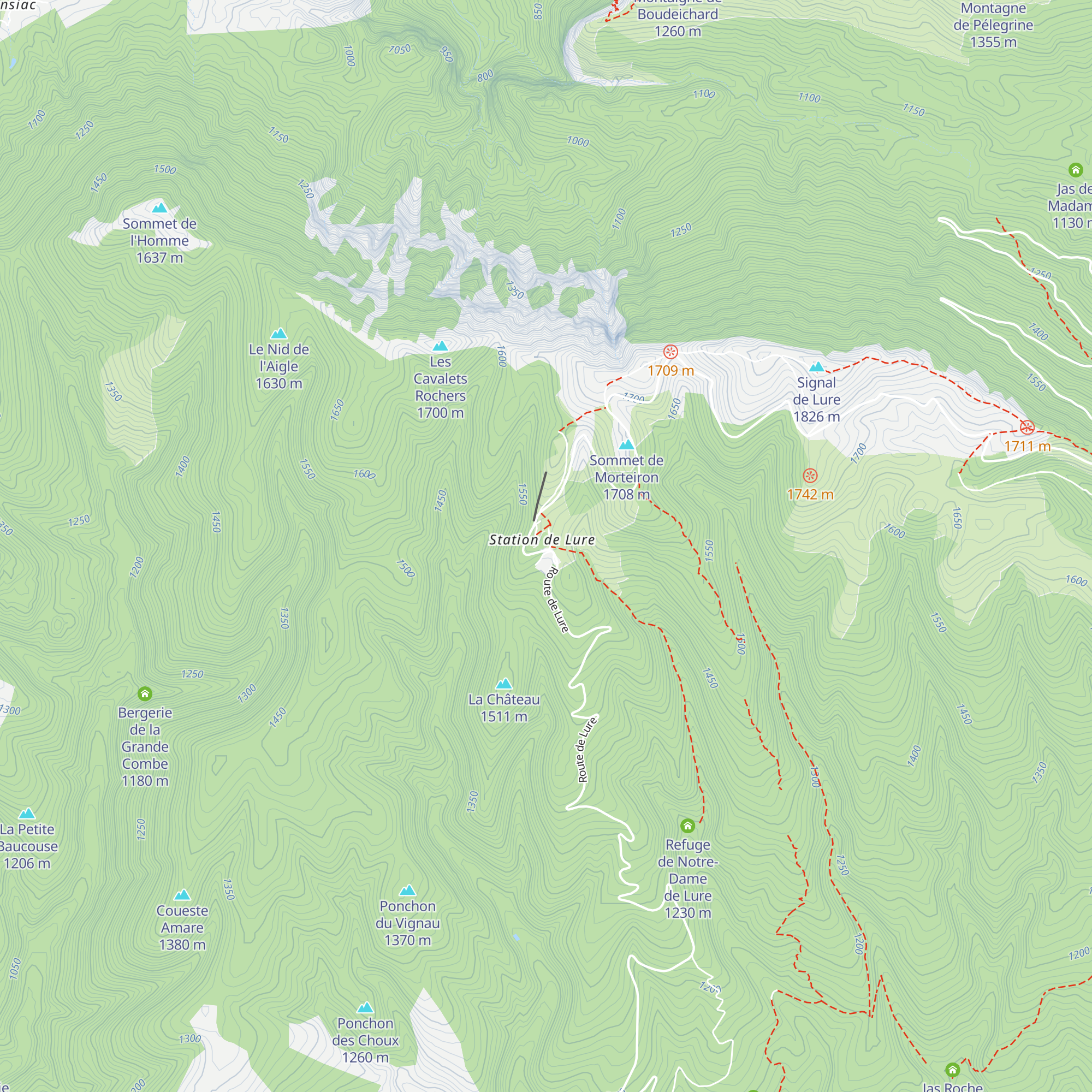 Gîte d'étape des crêtes de Lure map