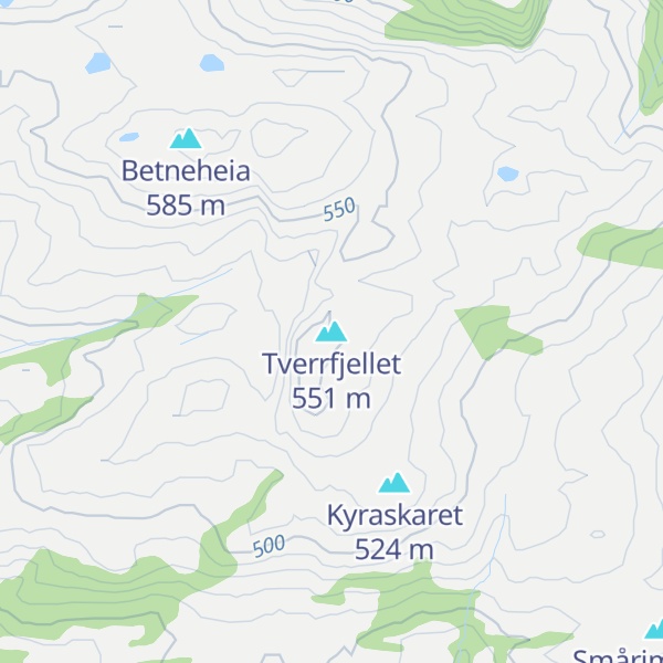 Map of Tverrfjellet