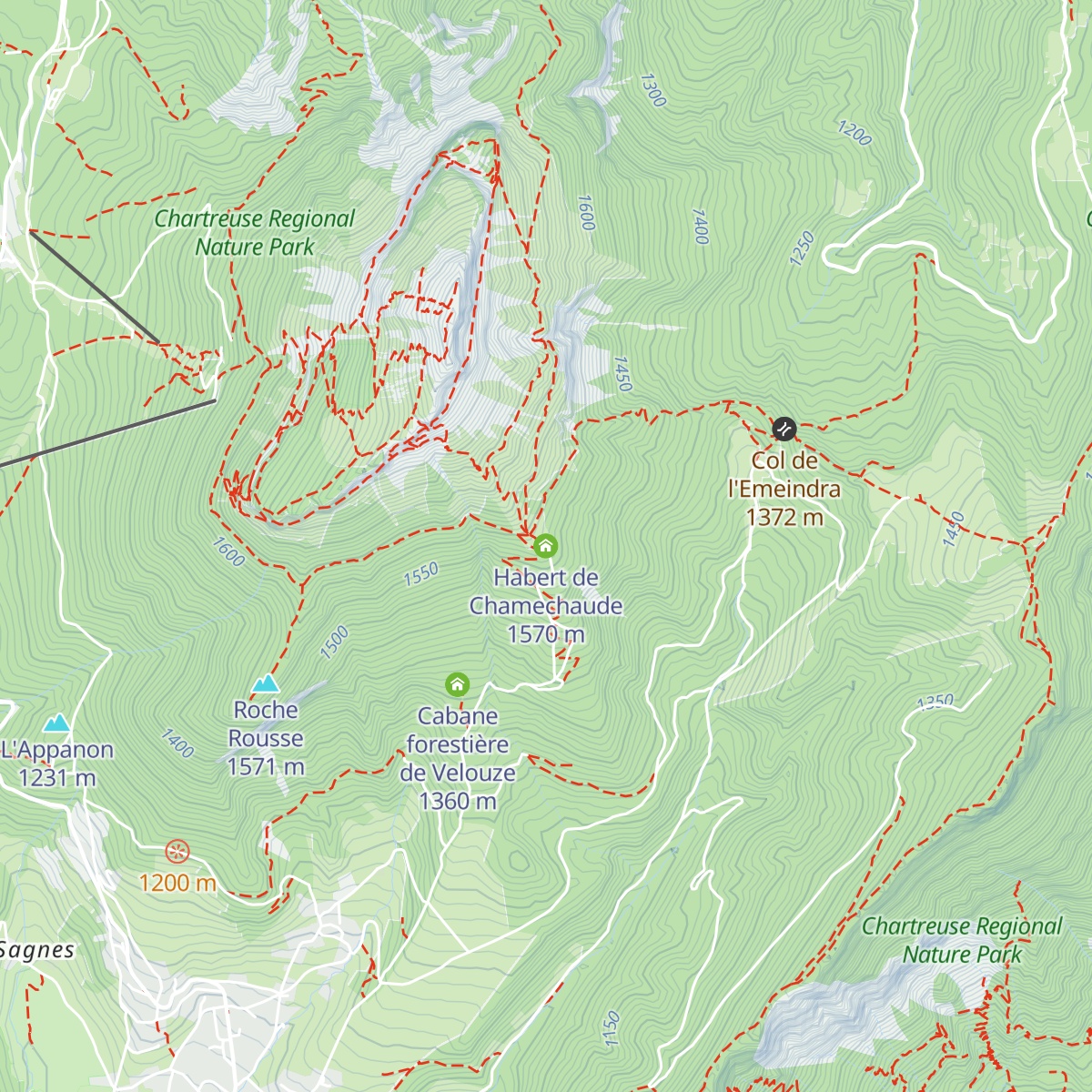 Habert de Chamechaude map