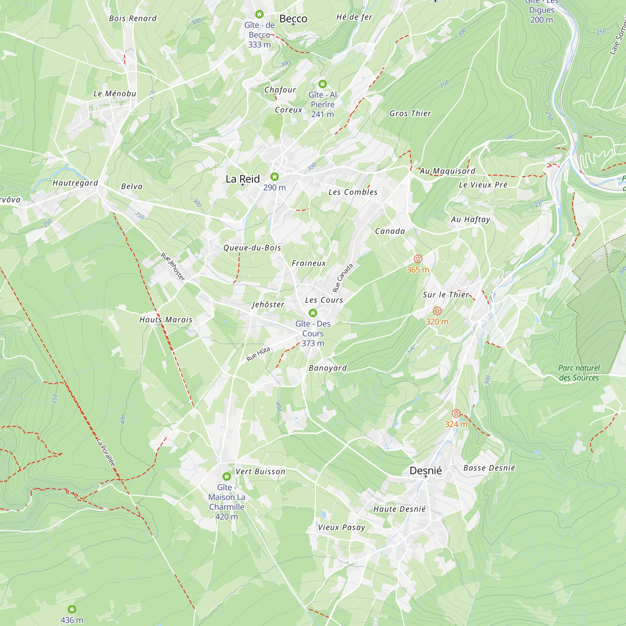 Gîte - Des Cours map