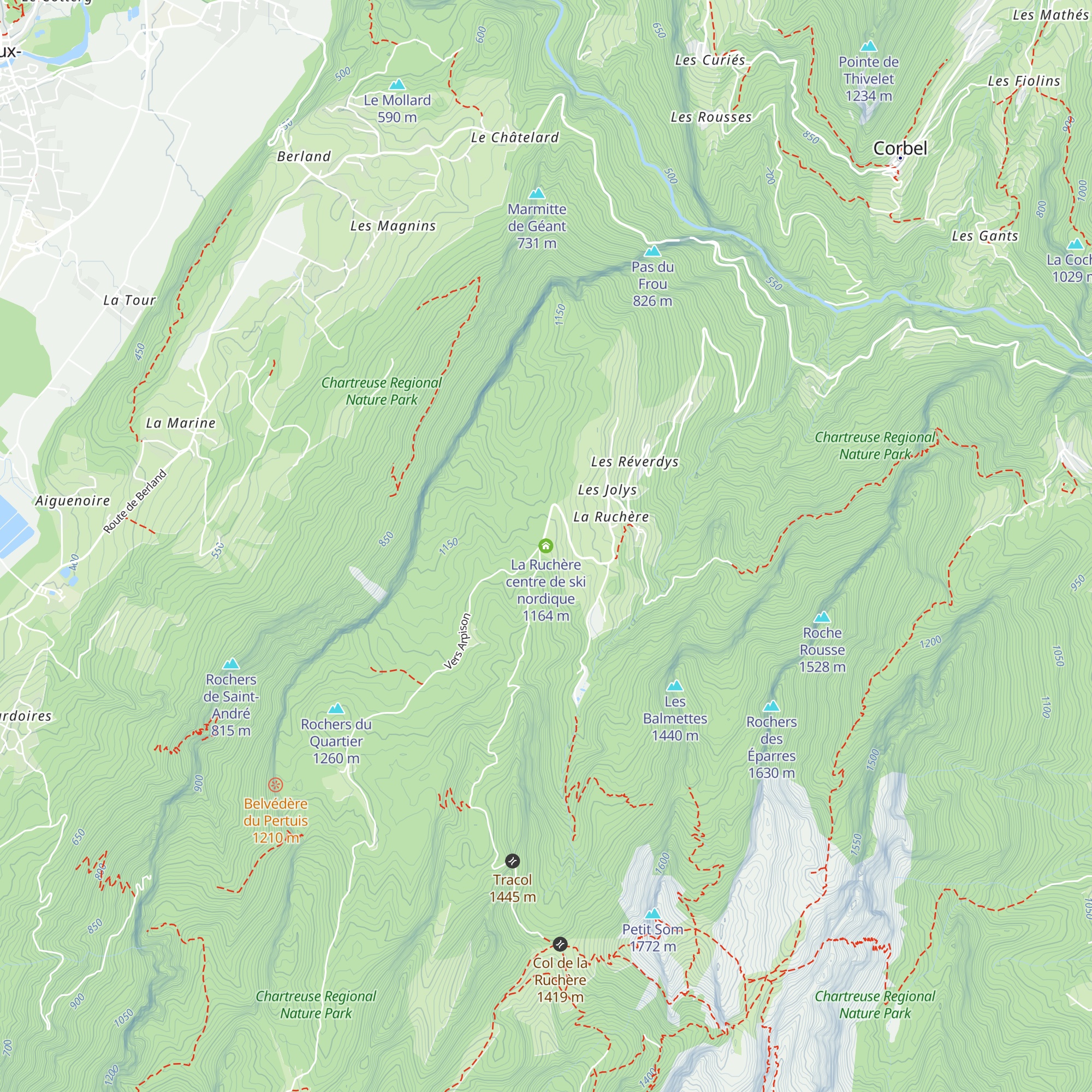 La Ruchère centre de ski nordique map
