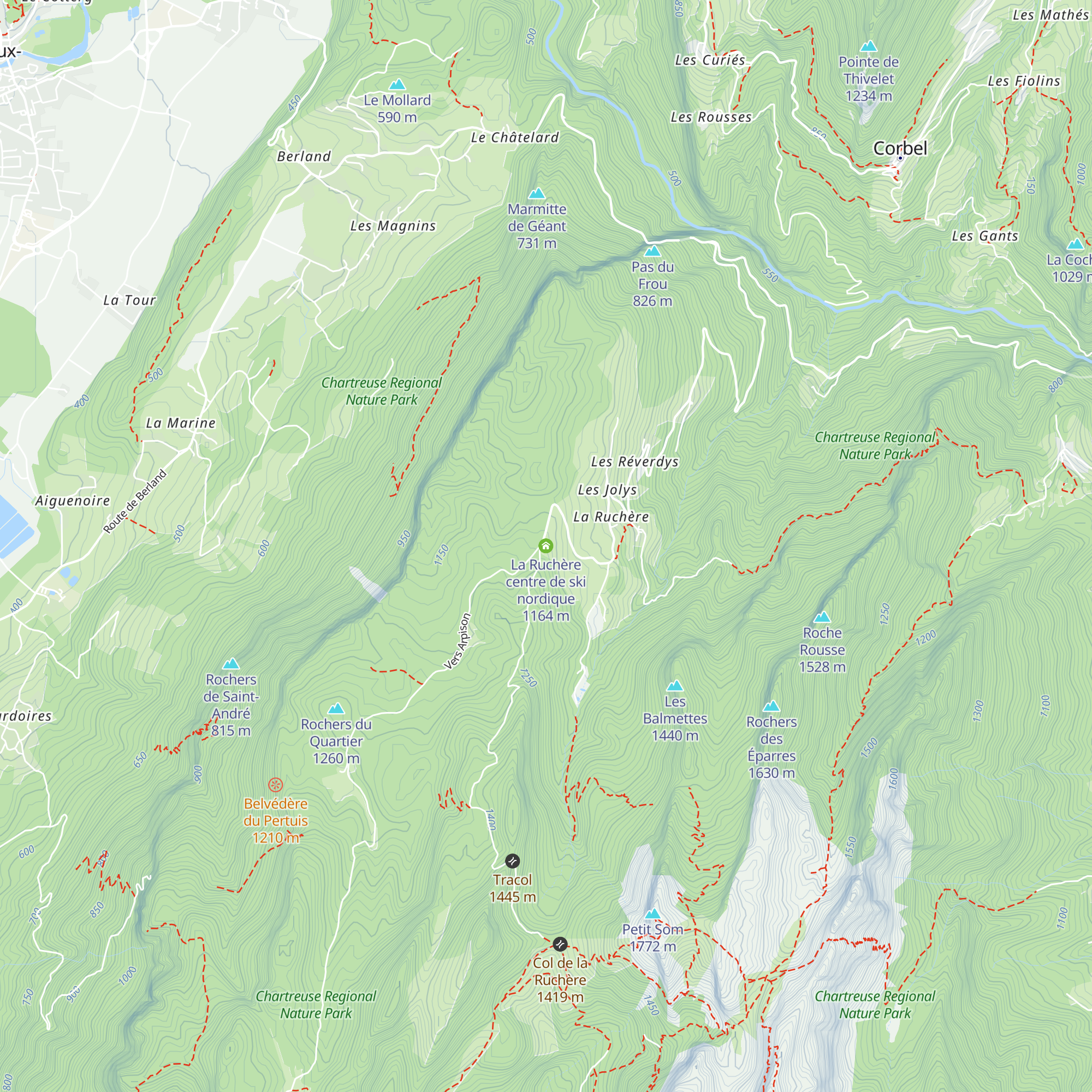 La Ruchère centre de ski nordique map