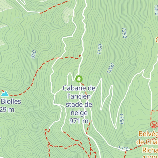 Map of Cabane de l'ancien stade de neige
