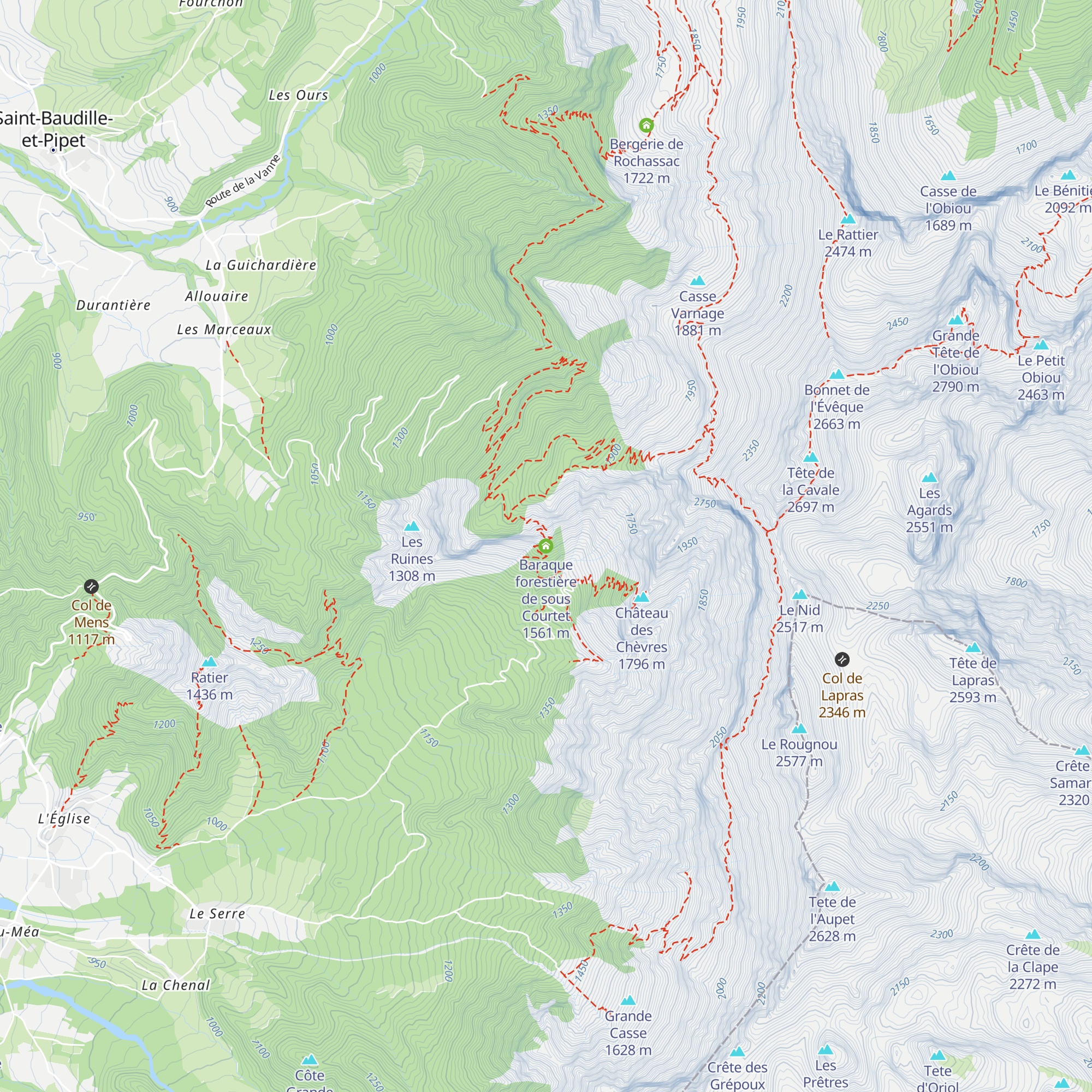 Baraque forestière de sous Courtet map
