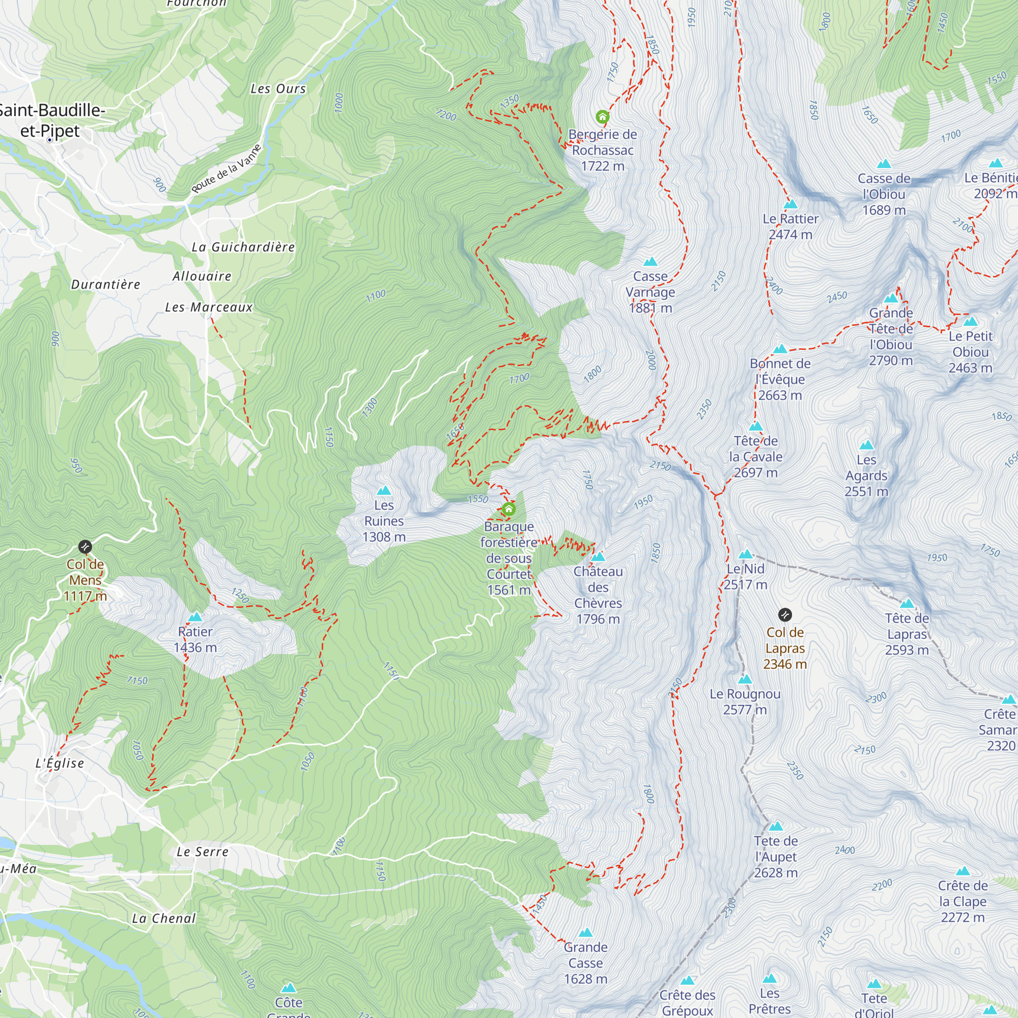 Baraque forestière de sous Courtet map
