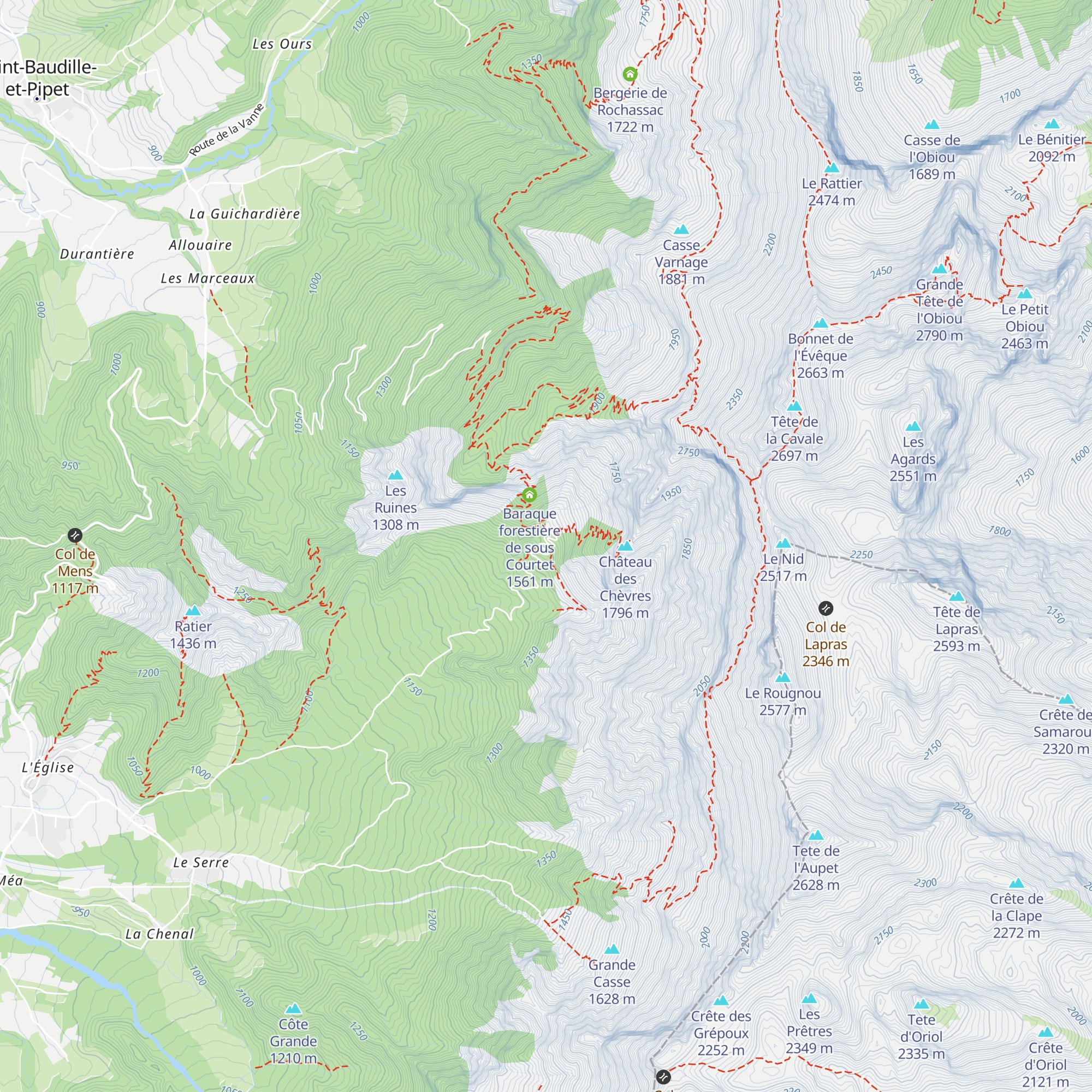 Cabane de Pravert map