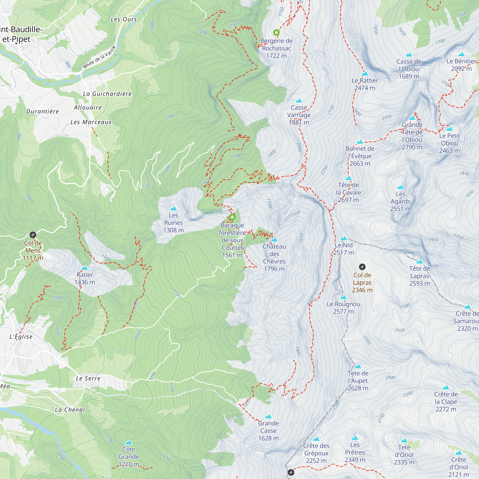 Cabane de Pravert map