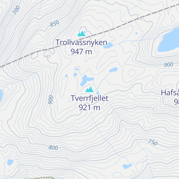 Map of Tverrfjellet
