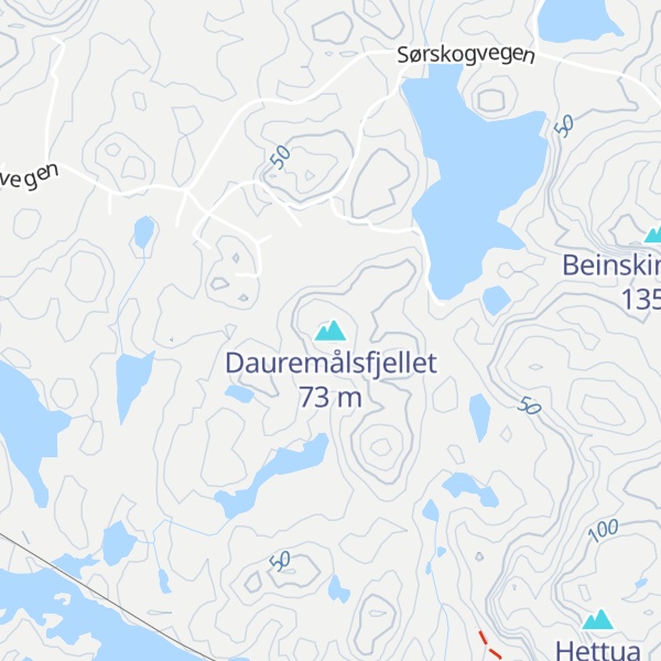 Map of Dauremålsfjellet