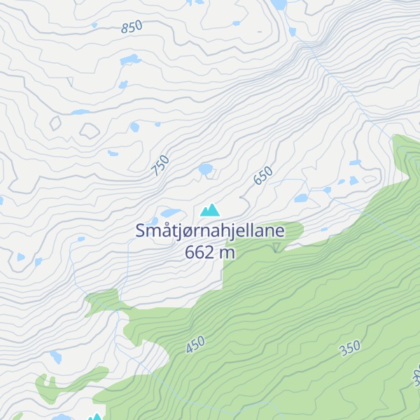 Map of Småtjørnahjellane