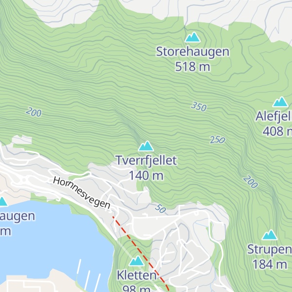 Map of Tverrfjellet