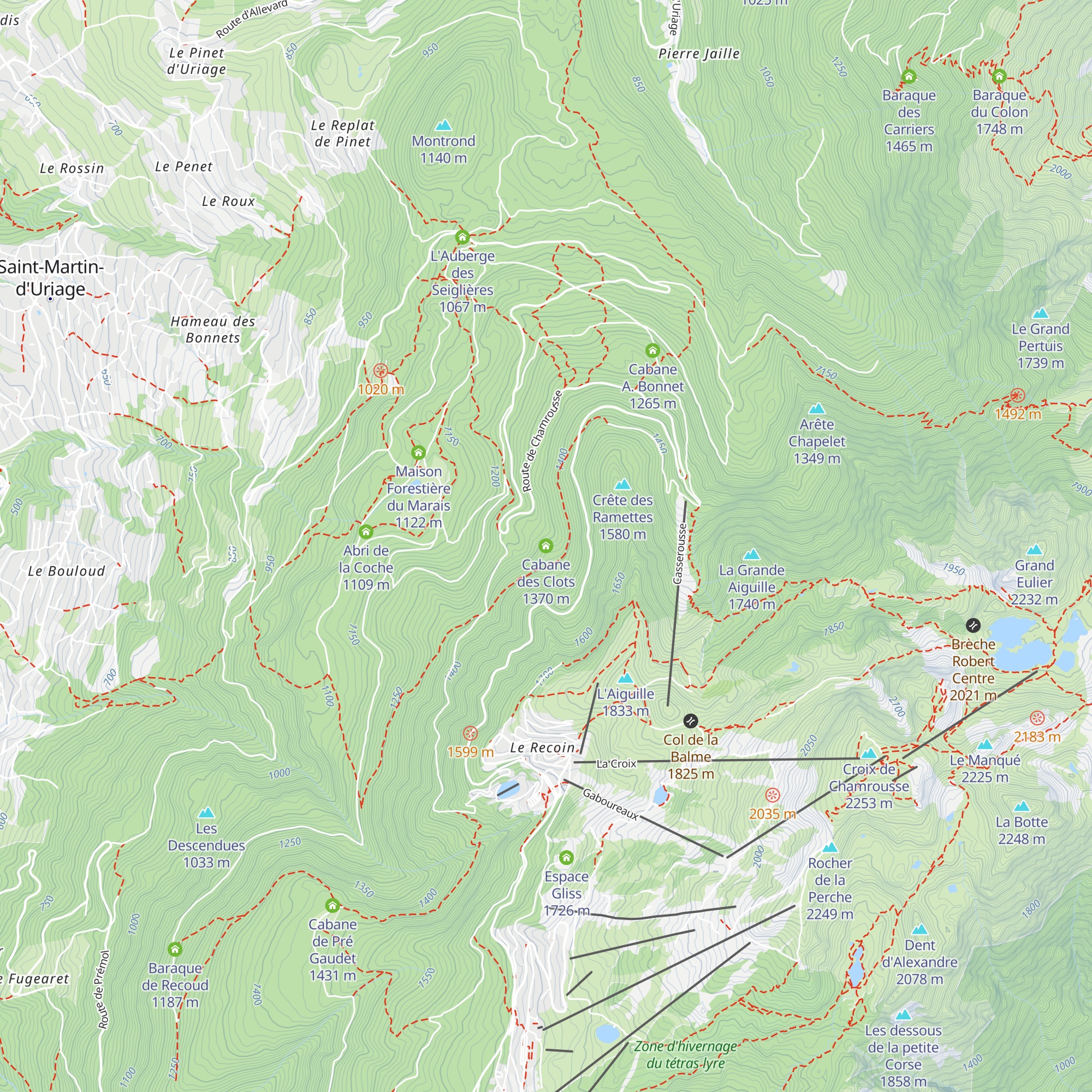 Cabane des Clots map