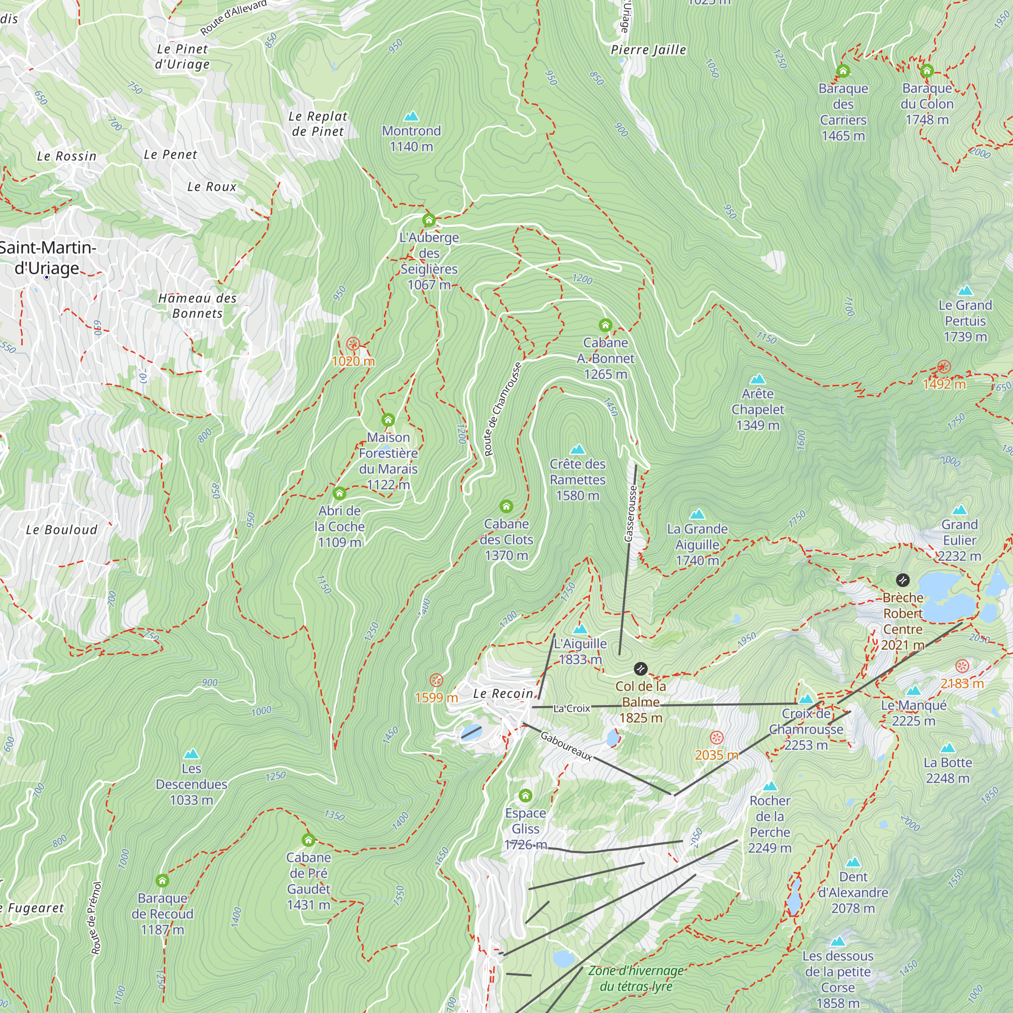 Cabane des Clots map