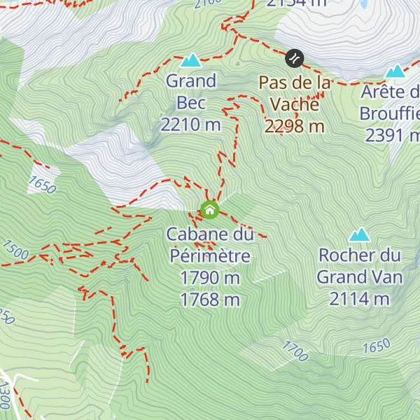 Map of Cabane du Périmètre 1790 m