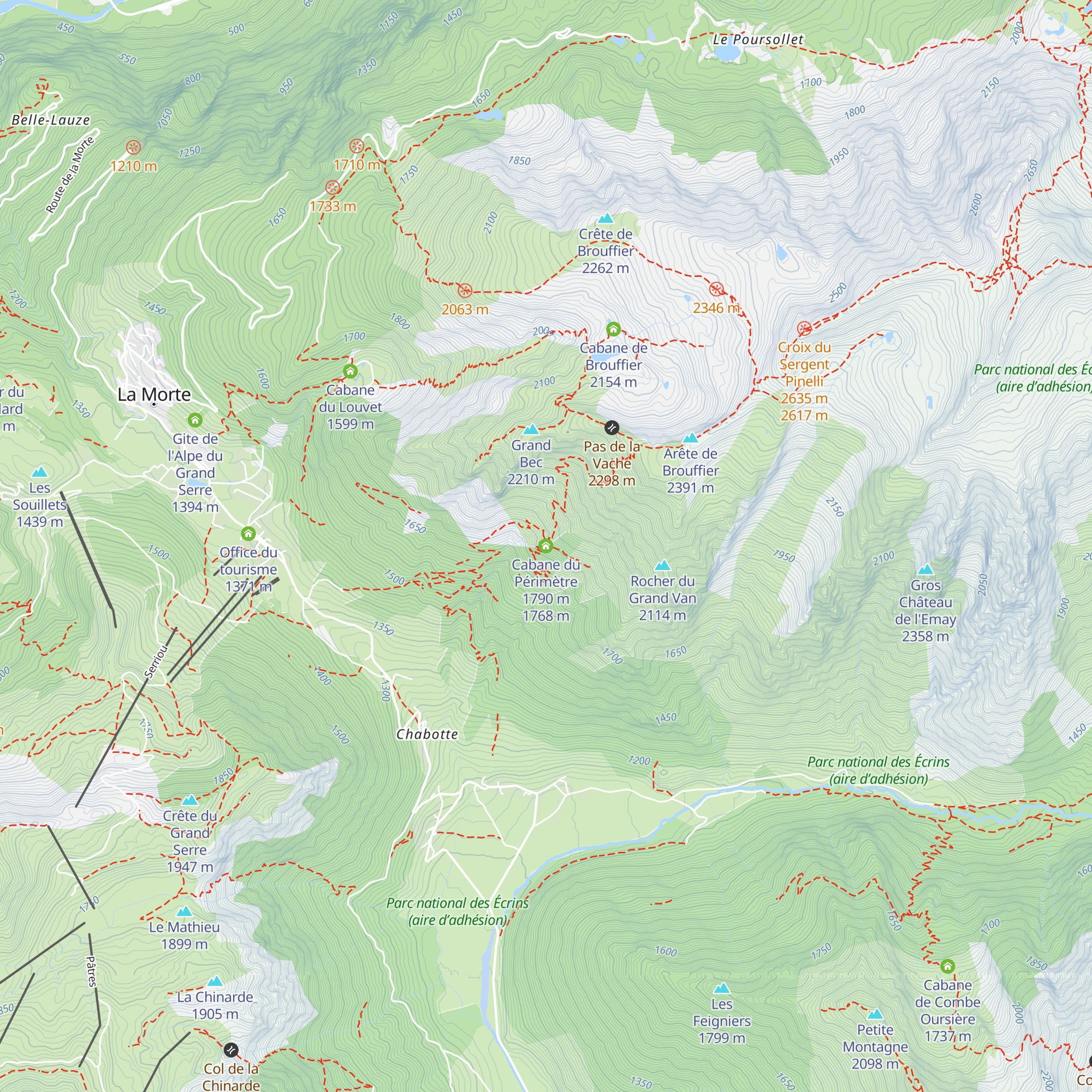 Cabane du Périmètre 1790 m map