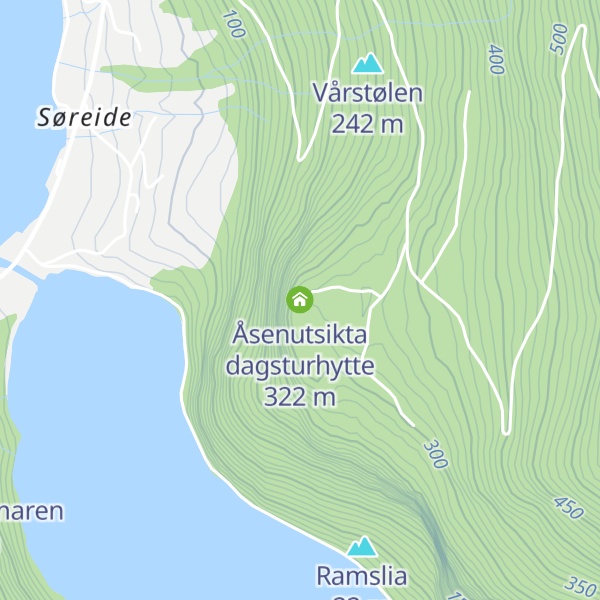 Map of Åsenutsikta dagsturhytte