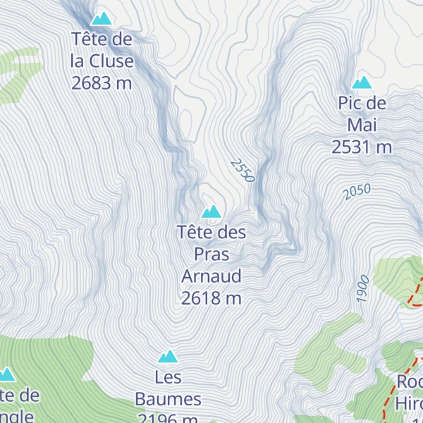 Map of Tête des Pras Arnaud